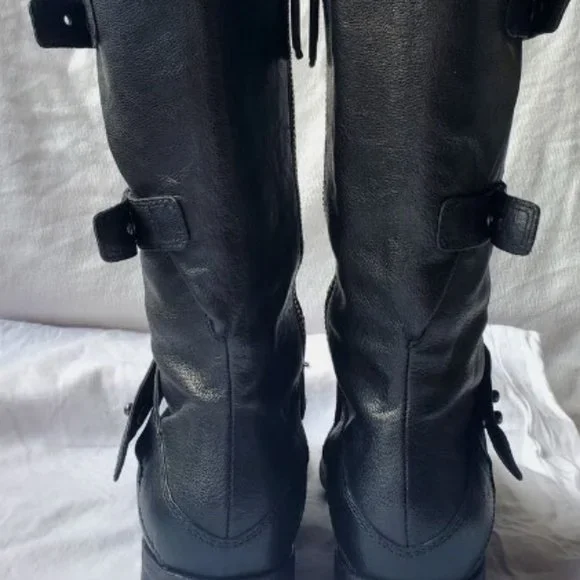 Eileen Fisher Domingo Mid Calf Leather Moto Boots - Picture 3 of 4